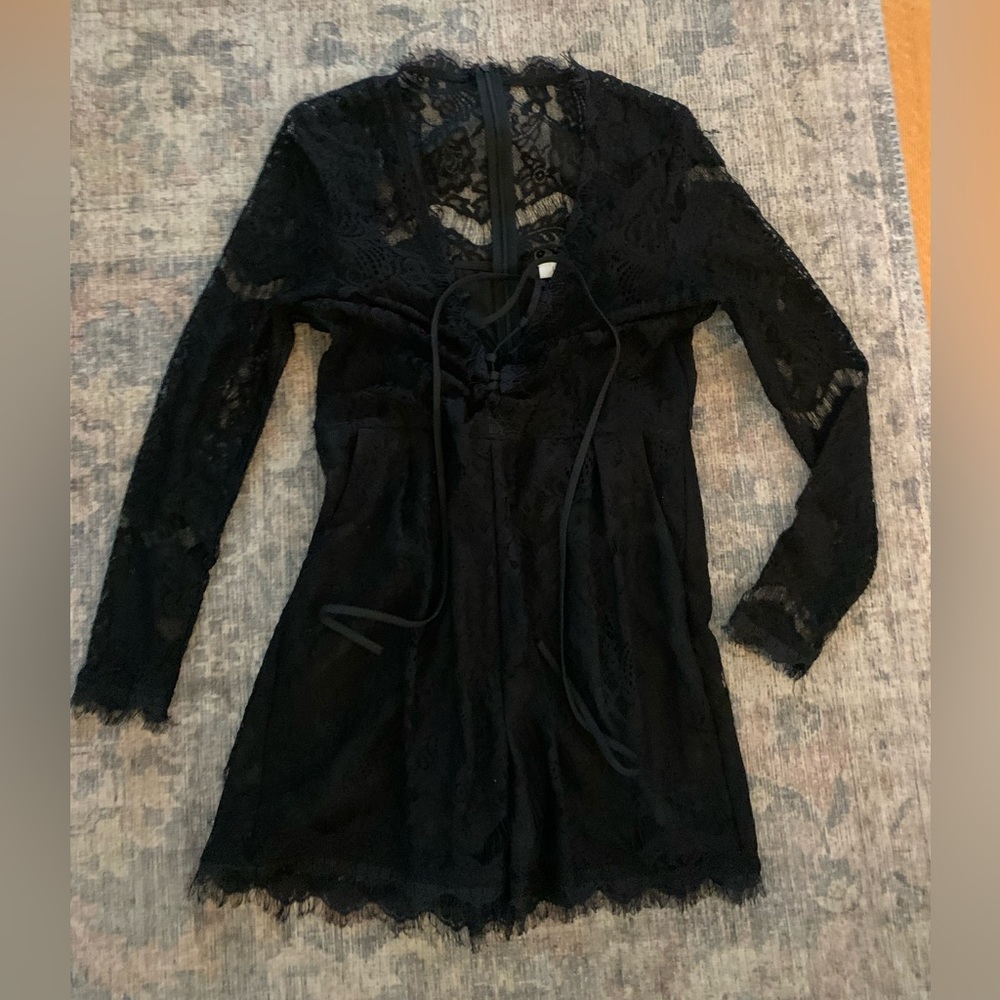 Lucca Couture Black Lace Romper